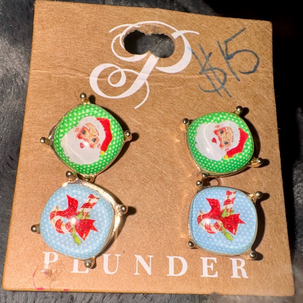 Plunder Holiday Earrings Set - Green and Blue - Picture 3 of 4